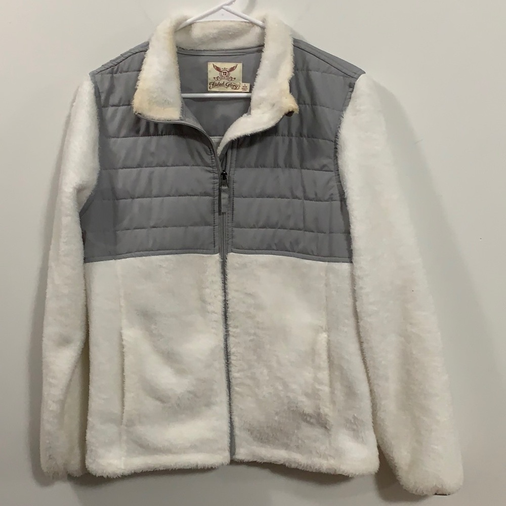 Womenโs Faded Glory faux fur and puff jacket, Size L (12-14) very good condition